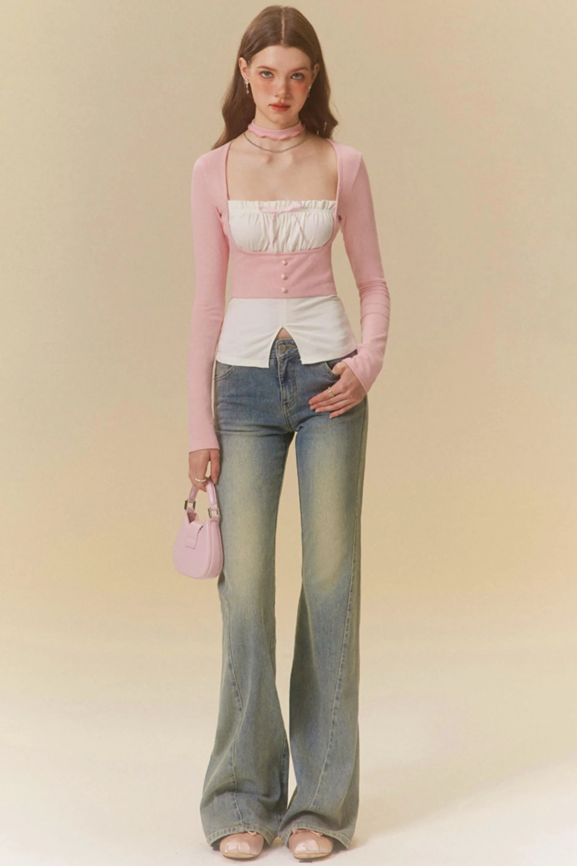 Fitted Bootcut Denim Jeans