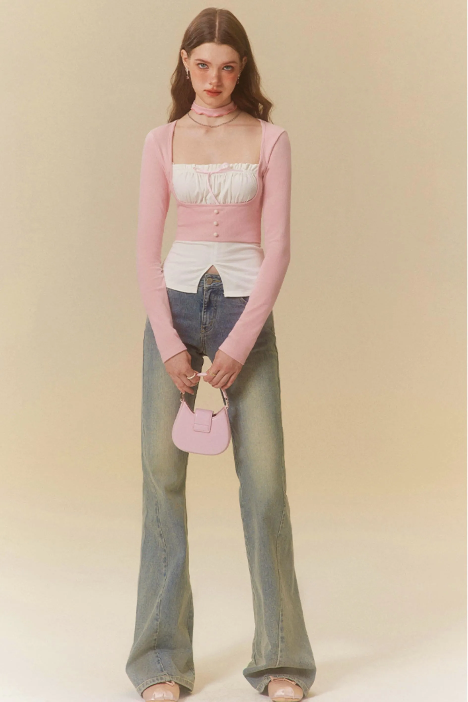 Fitted Bootcut Denim Jeans