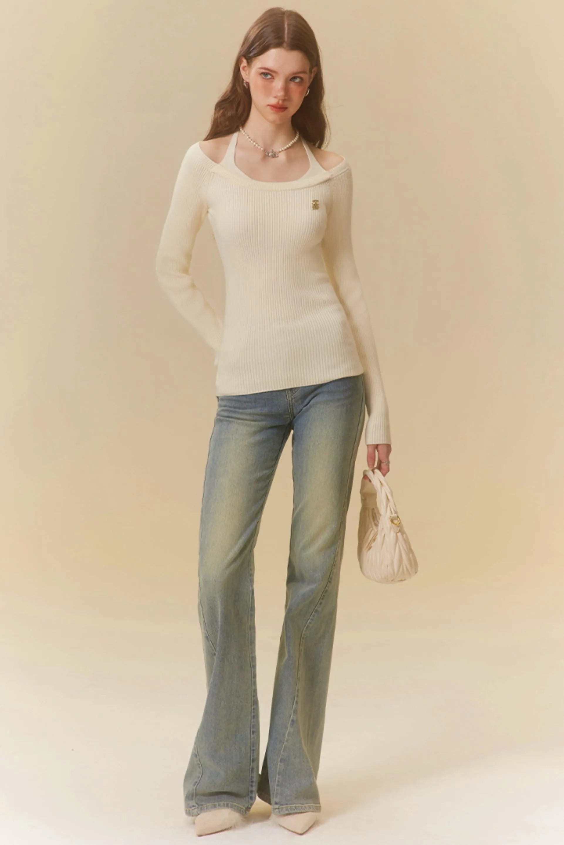 Fitted Bootcut Denim Jeans