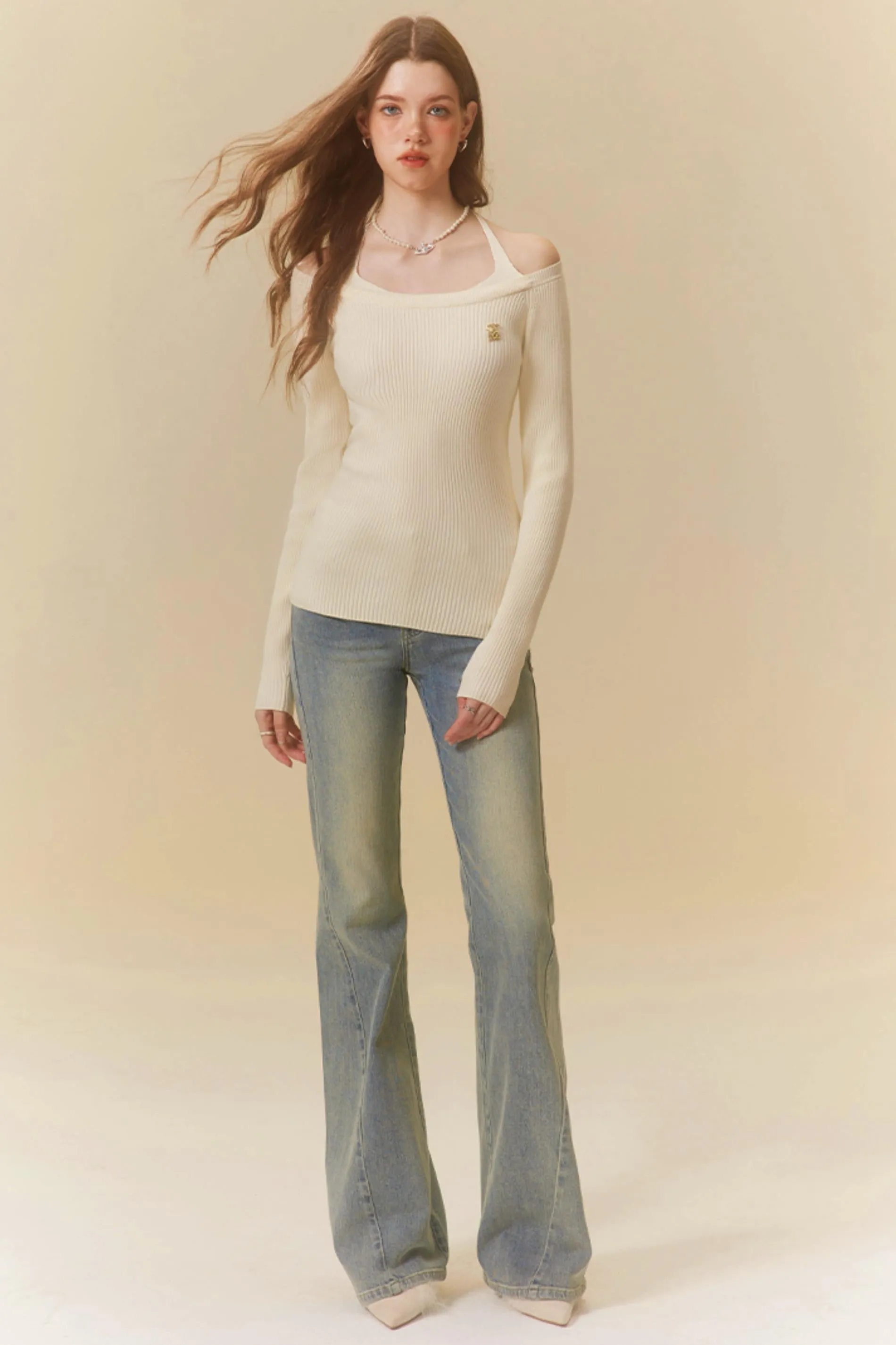 Fitted Bootcut Denim Jeans
