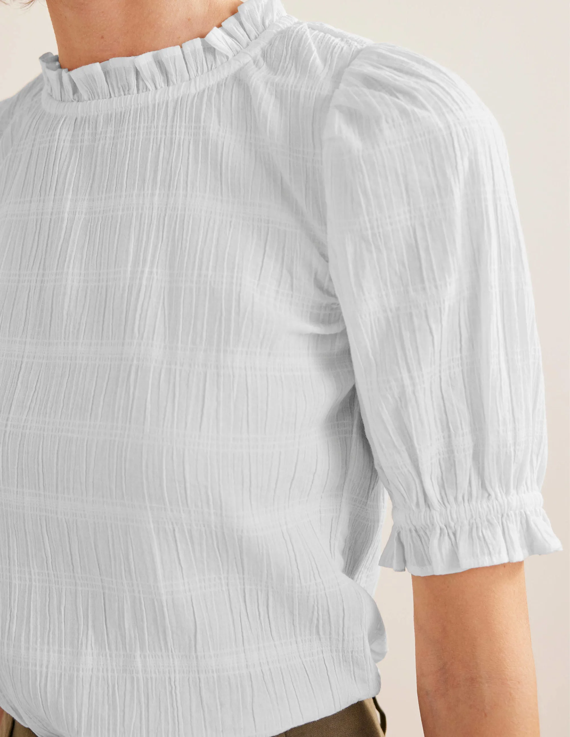 Fitted Textured Top-White