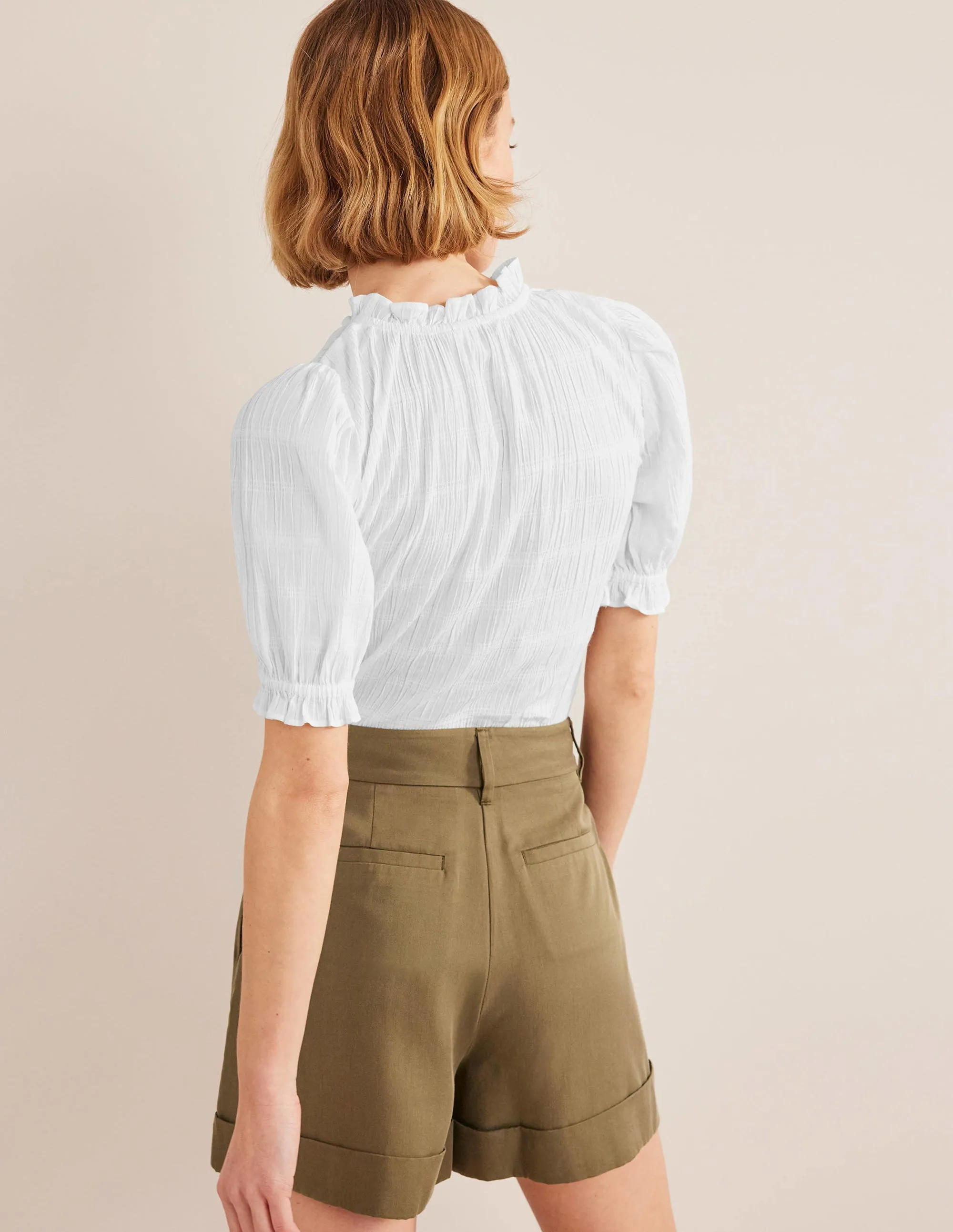 Fitted Textured Top-White