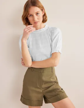 Fitted Textured Top-White