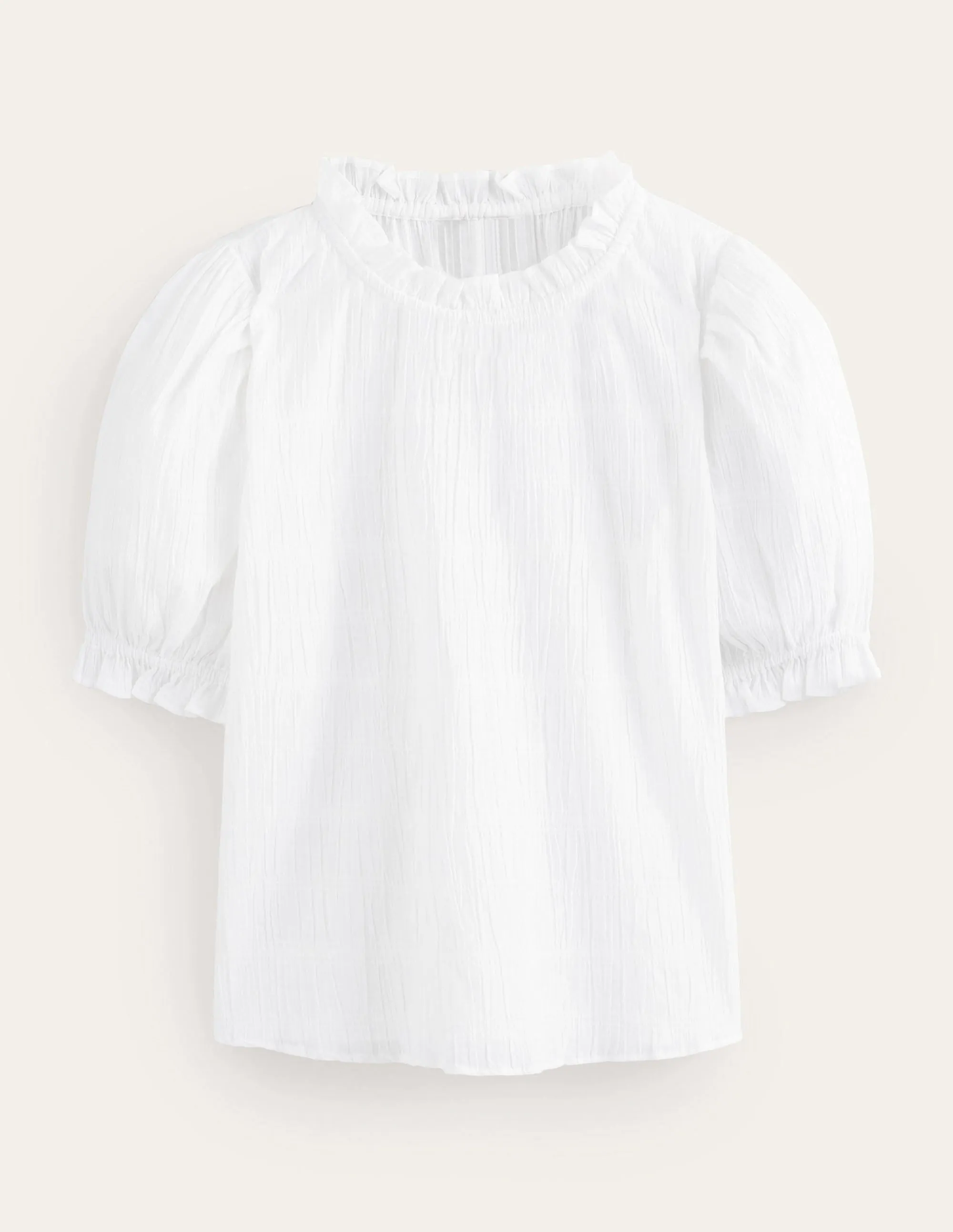Fitted Textured Top-White