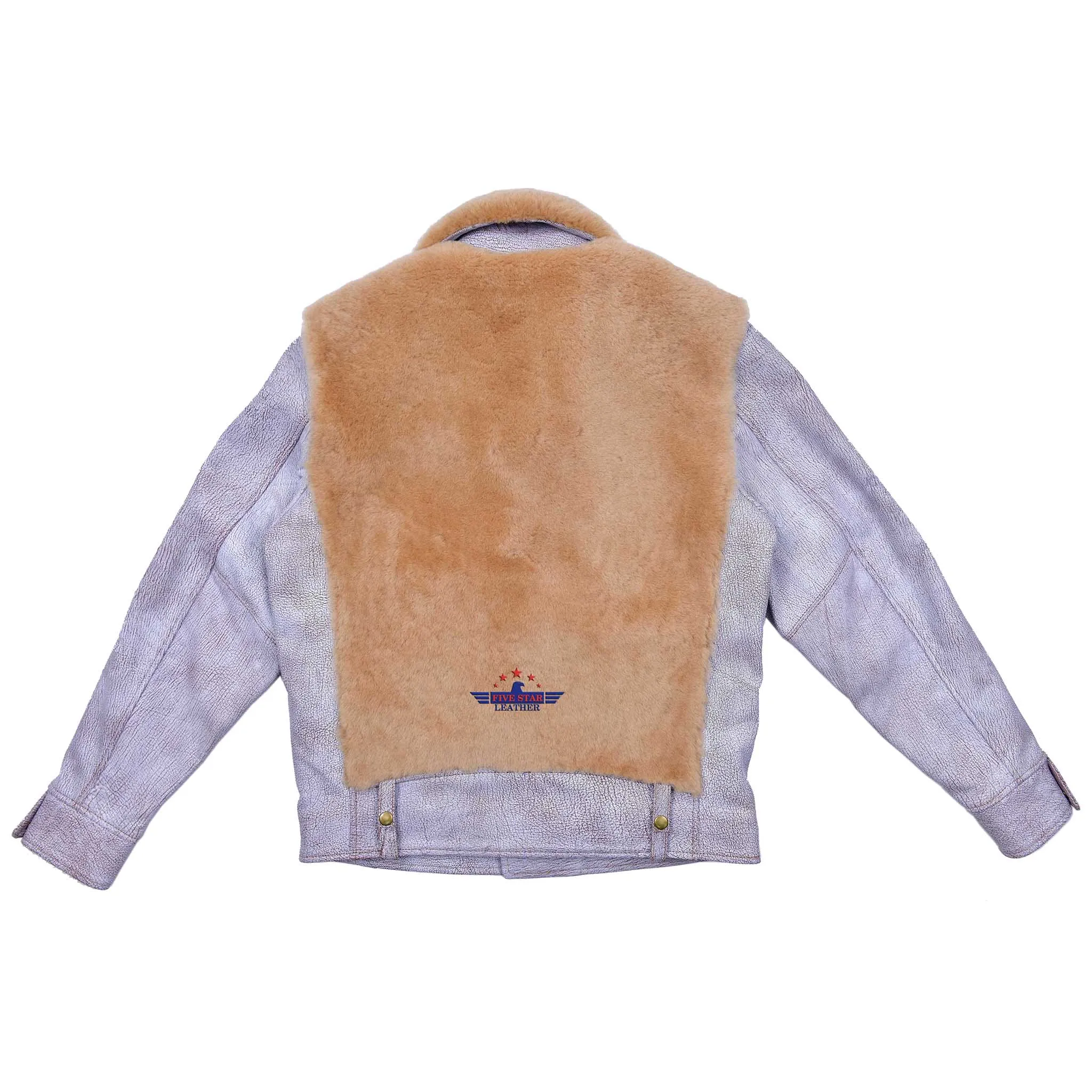 FiveStar Leather SpeedKing Cycle Champ Grizzly Style Back Jacket White Distressed