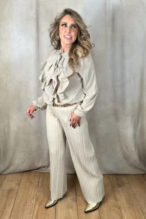 Frankie Elasticated Waist Double Pleated Trousers