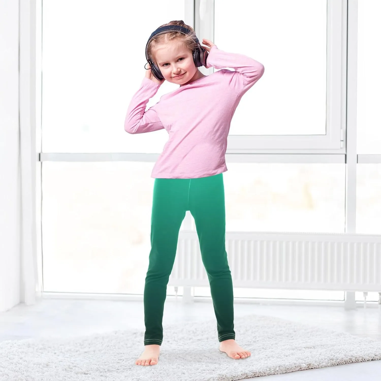 Girls' Athletic Leggings Soft Comfortable Kids Toddler Girls Sweatpants Elastic Waist Workout Toddler Teens Leggings 4T