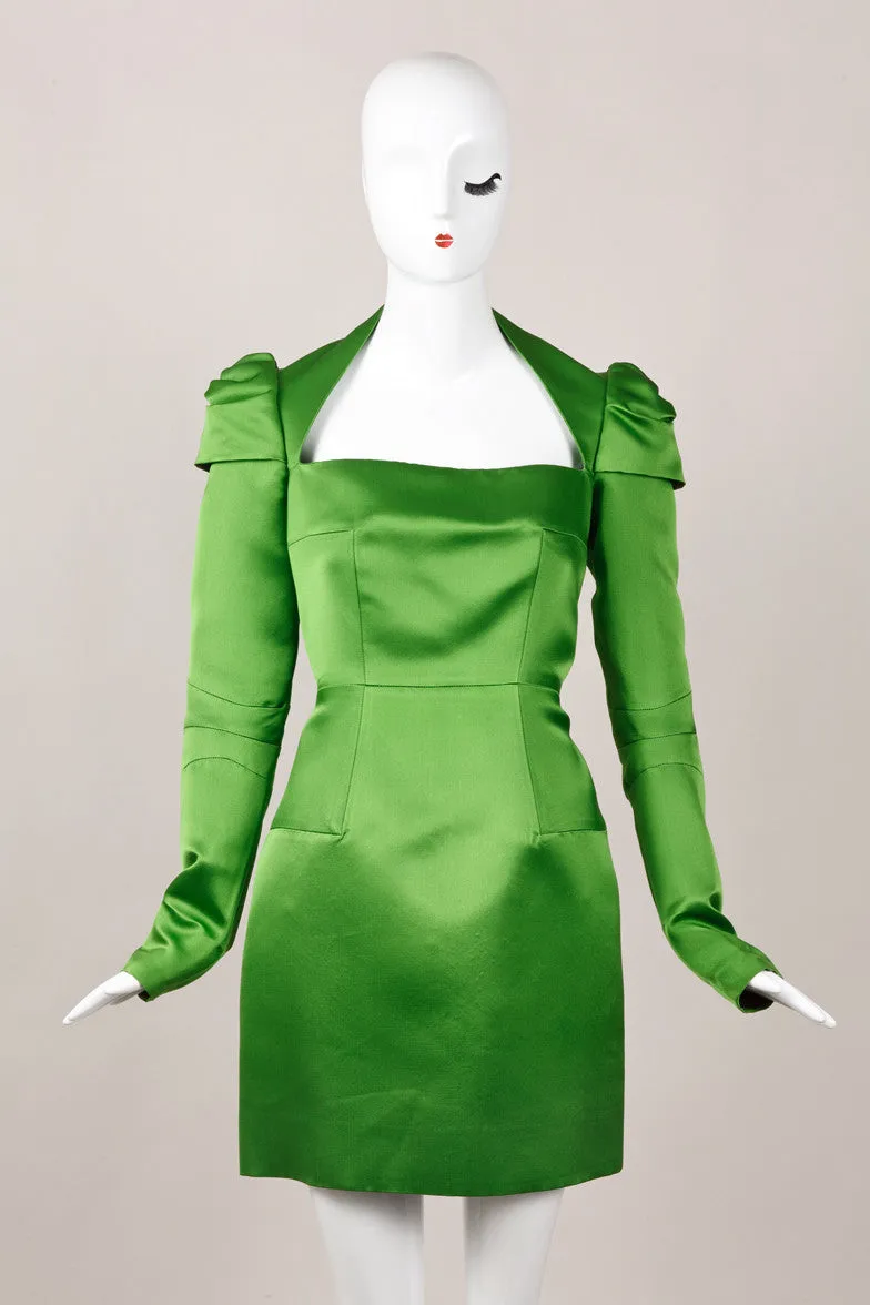 Green Silk Structured Dress