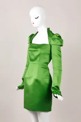 Green Silk Structured Dress