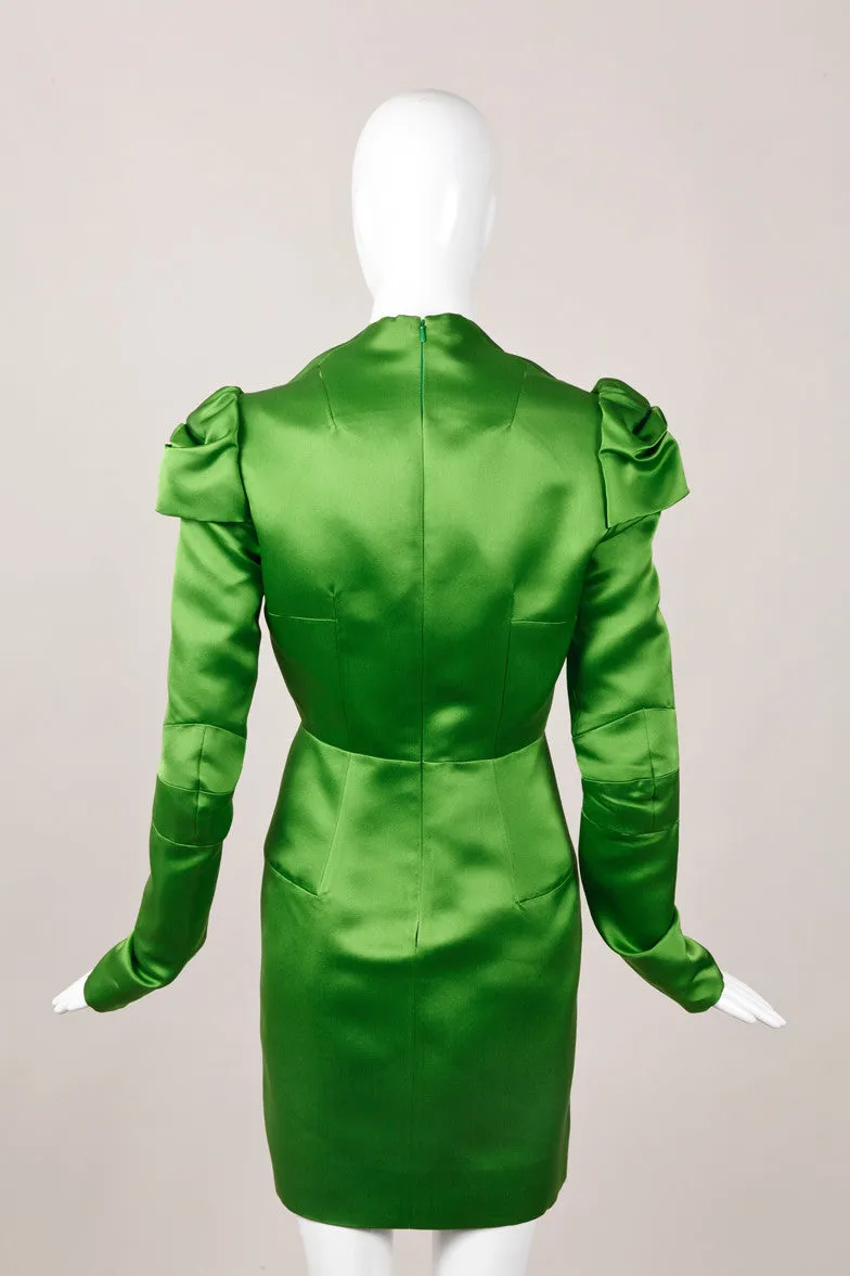 Green Silk Structured Dress