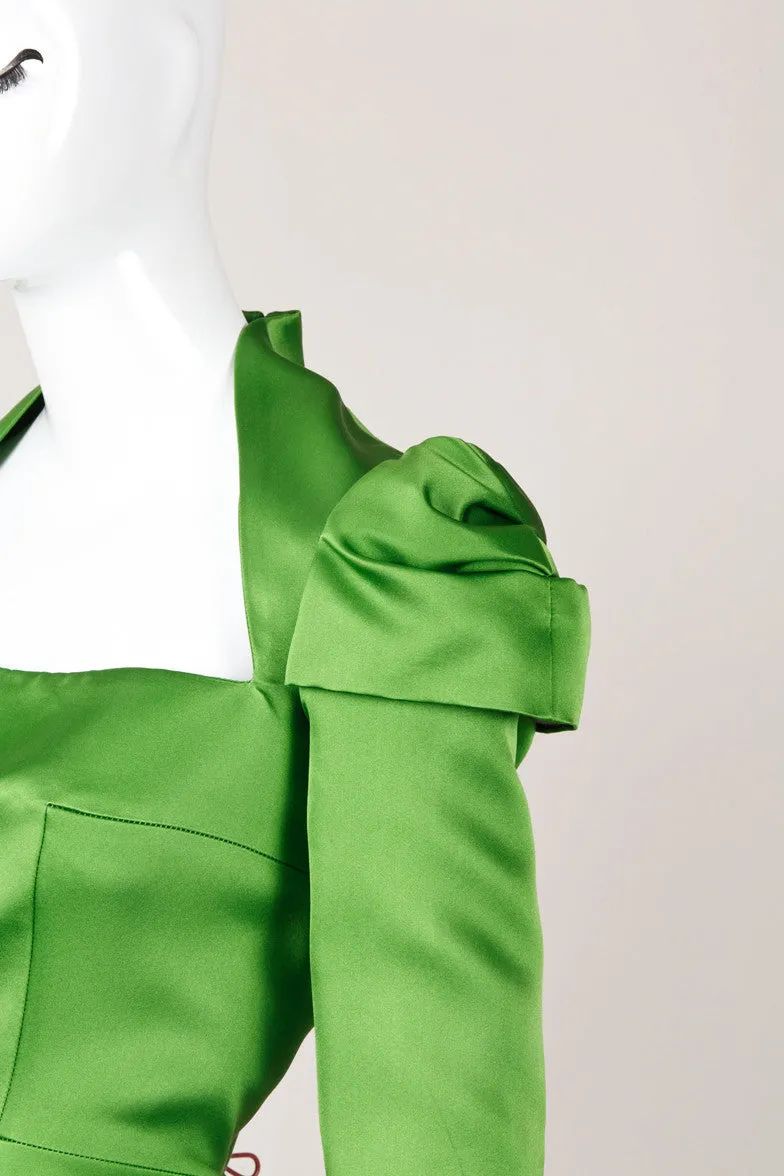 Green Silk Structured Dress