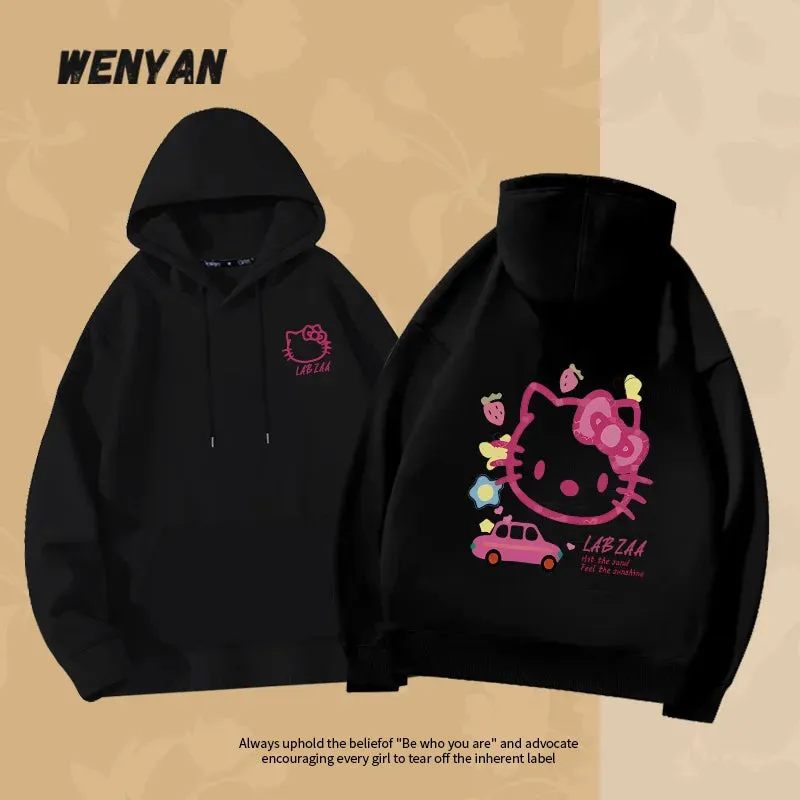 Hoodie Women's Hoodie Spring and Autumn 2024 New American Loose Hello KItty Hoodie Top Hoodie Coat