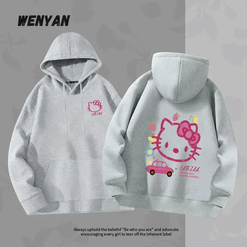 Hoodie Women's Hoodie Spring and Autumn 2024 New American Loose Hello KItty Hoodie Top Hoodie Coat