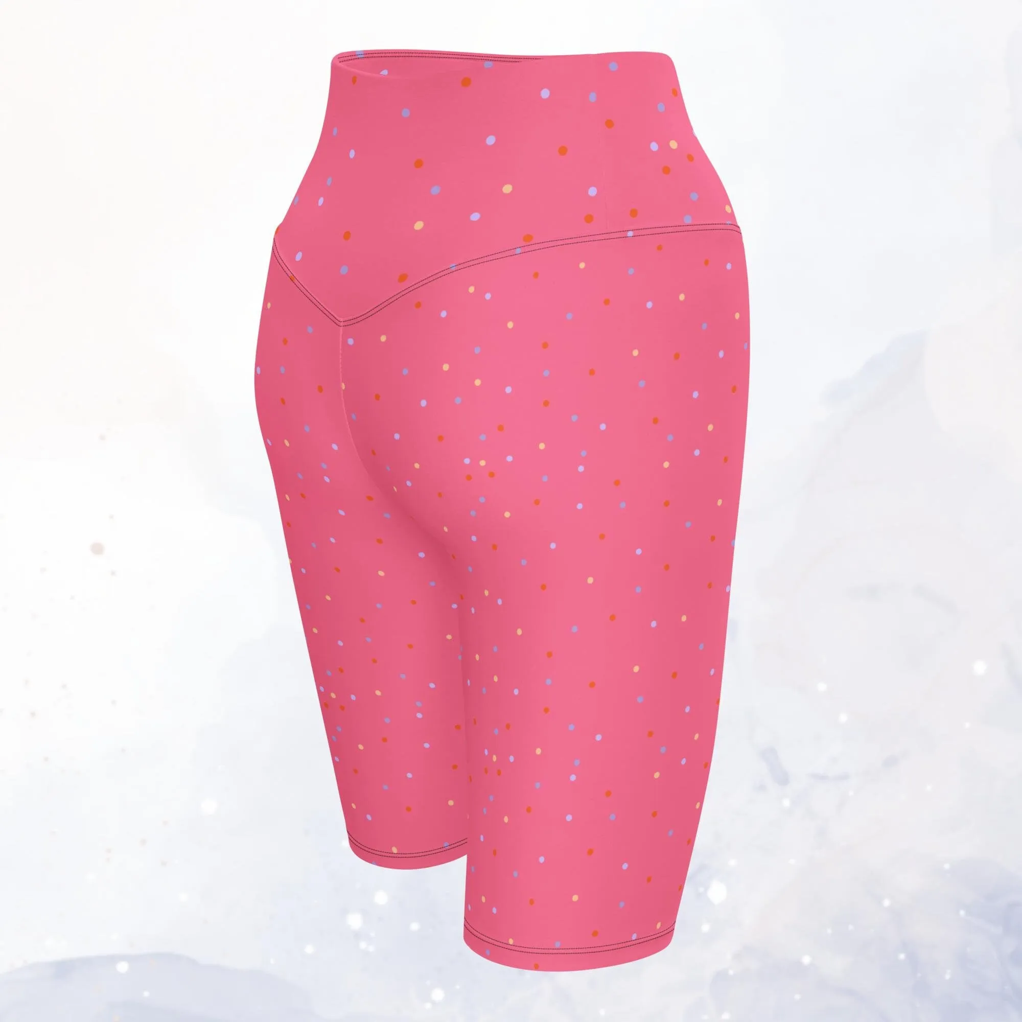 Hot Pink Polka Dot Yoga Bike Shorts