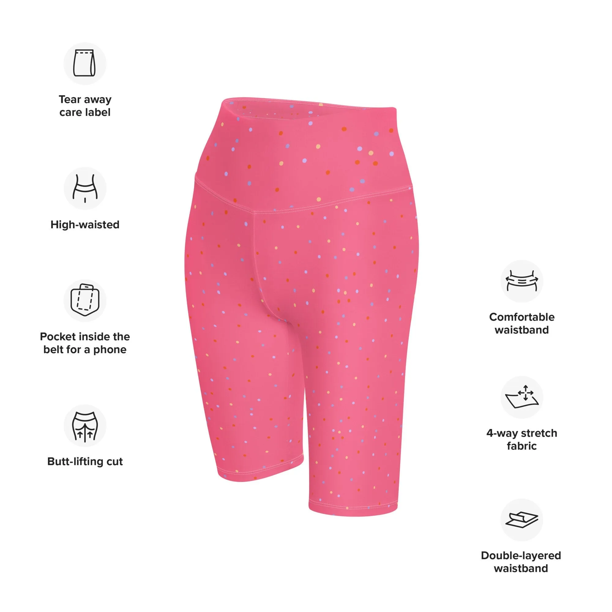 Hot Pink Polka Dot Yoga Bike Shorts