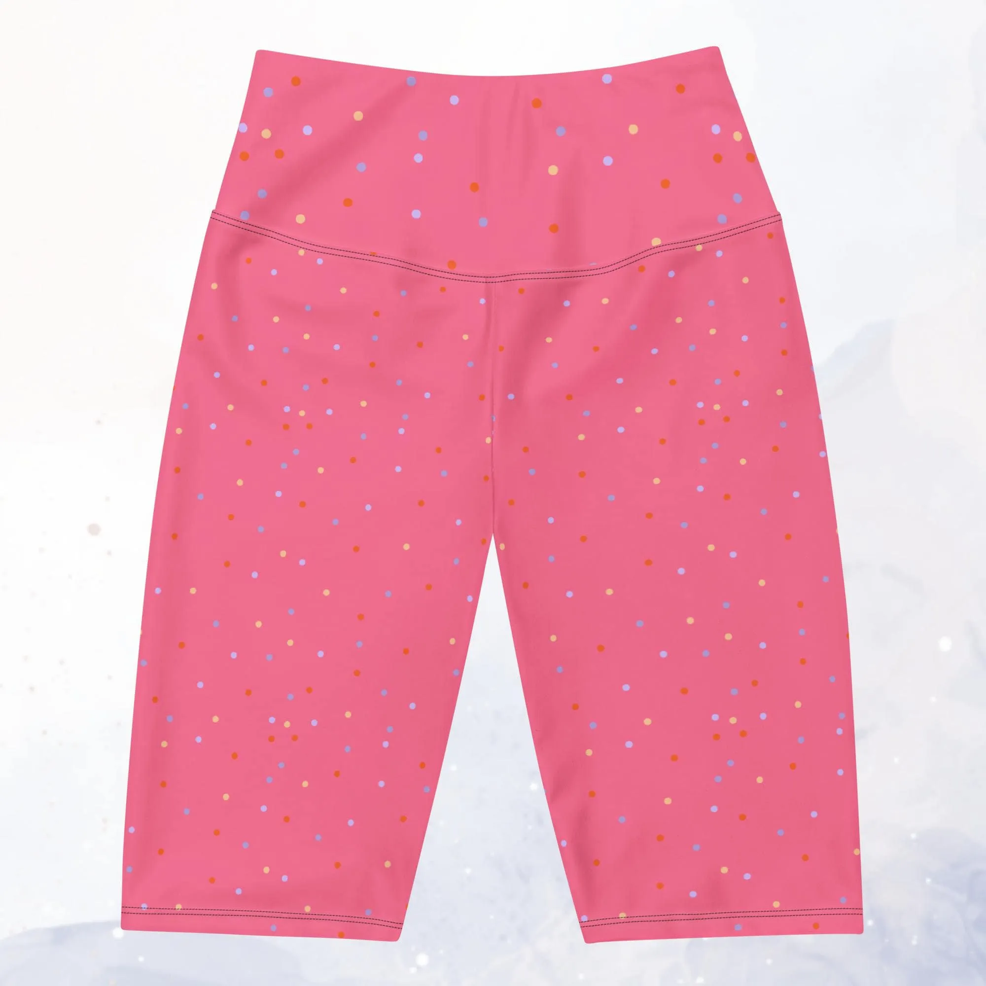 Hot Pink Polka Dot Yoga Bike Shorts