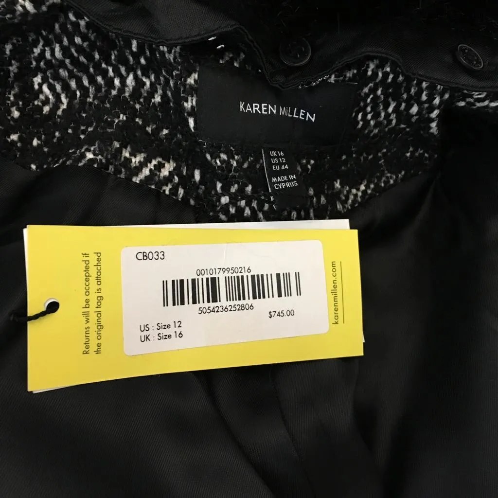 Karen Millen Women’s Peat Coat Stripes Neck Removible
