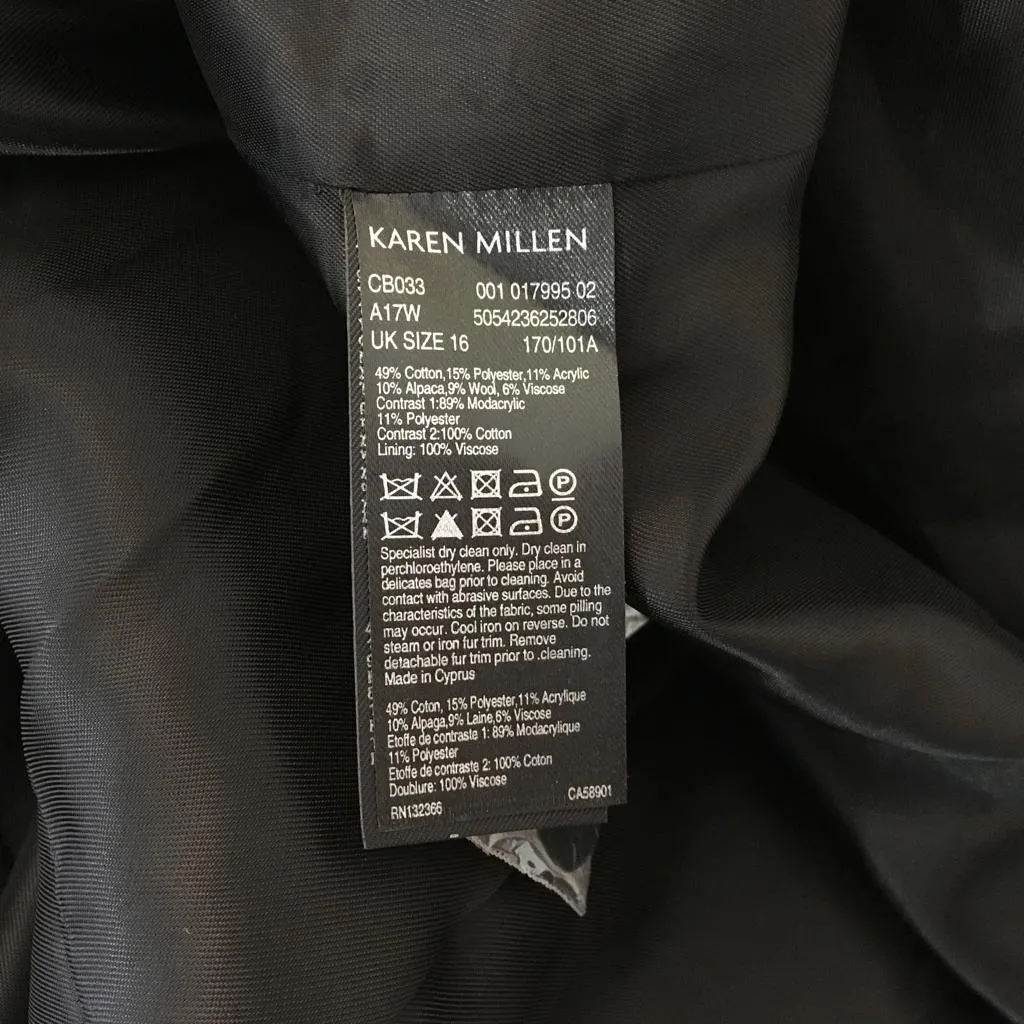 Karen Millen Women’s Peat Coat Stripes Neck Removible