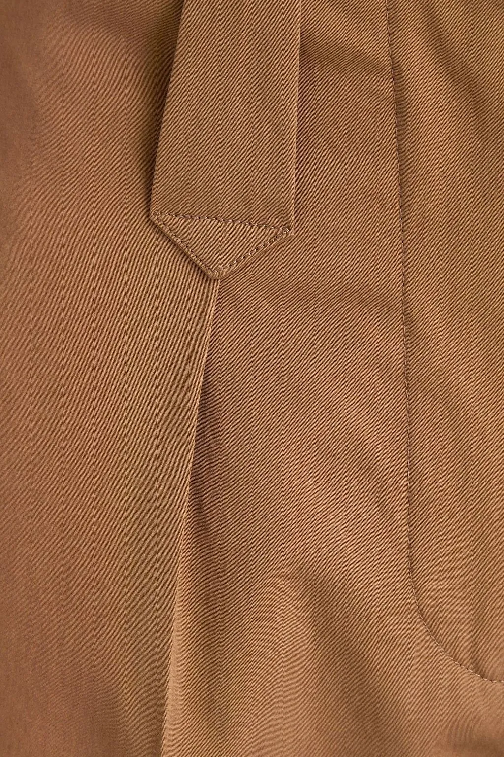 KENZO Cotton Twill Pleated Tapered Pants, Brown