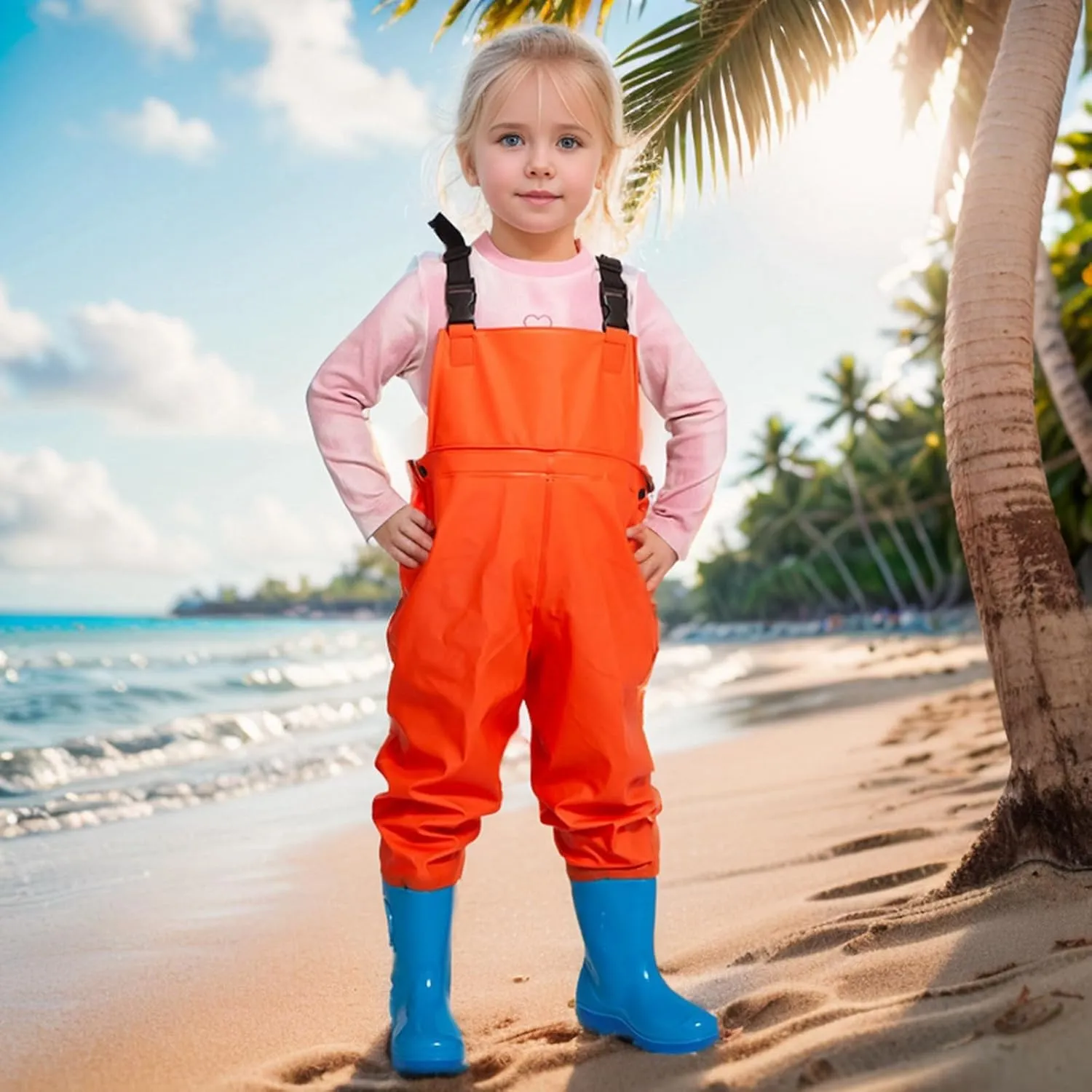 Kids Chest Waders - Girls' Fishing Waders with Rain Boots - Waterproof, Unisex, Ages 2-13