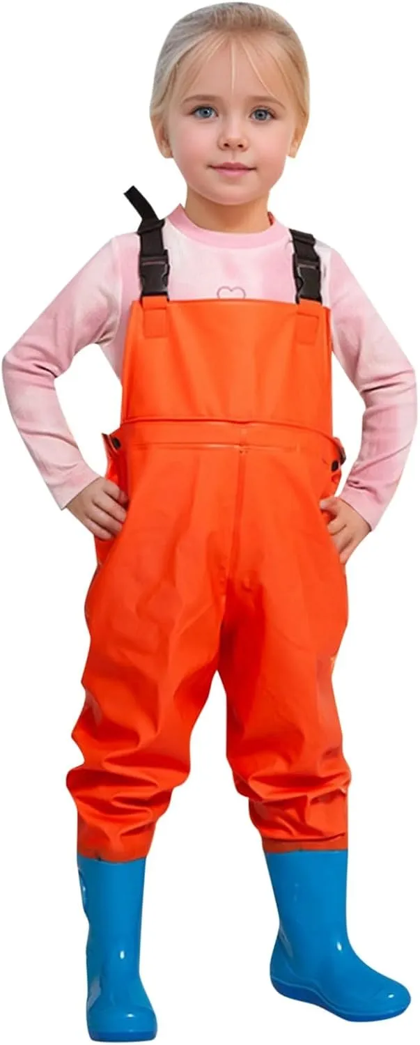 Kids Chest Waders - Girls' Fishing Waders with Rain Boots - Waterproof, Unisex, Ages 2-13