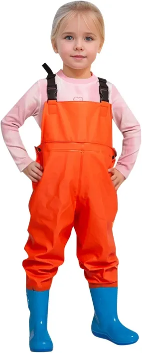 Kids Chest Waders - Girls' Fishing Waders with Rain Boots - Waterproof, Unisex, Ages 2-13