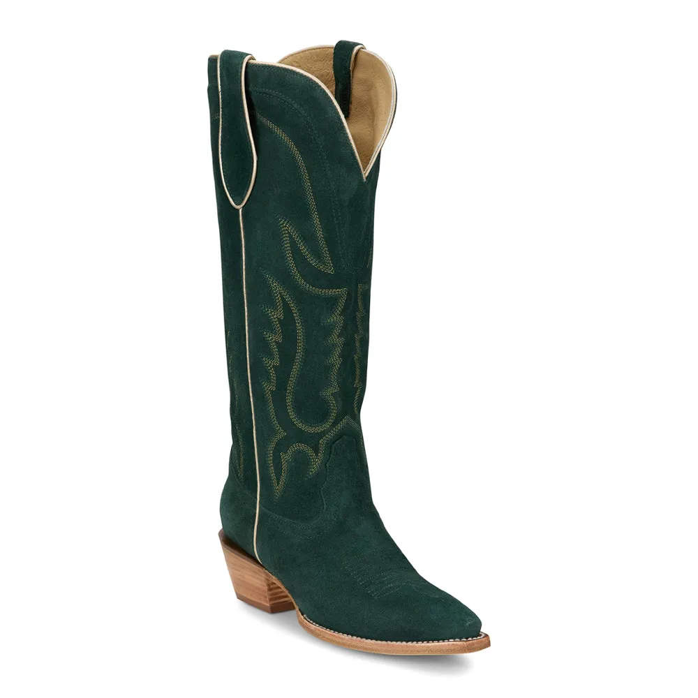 Liz Suede Embroidered Snip Toe Cowboy Boots