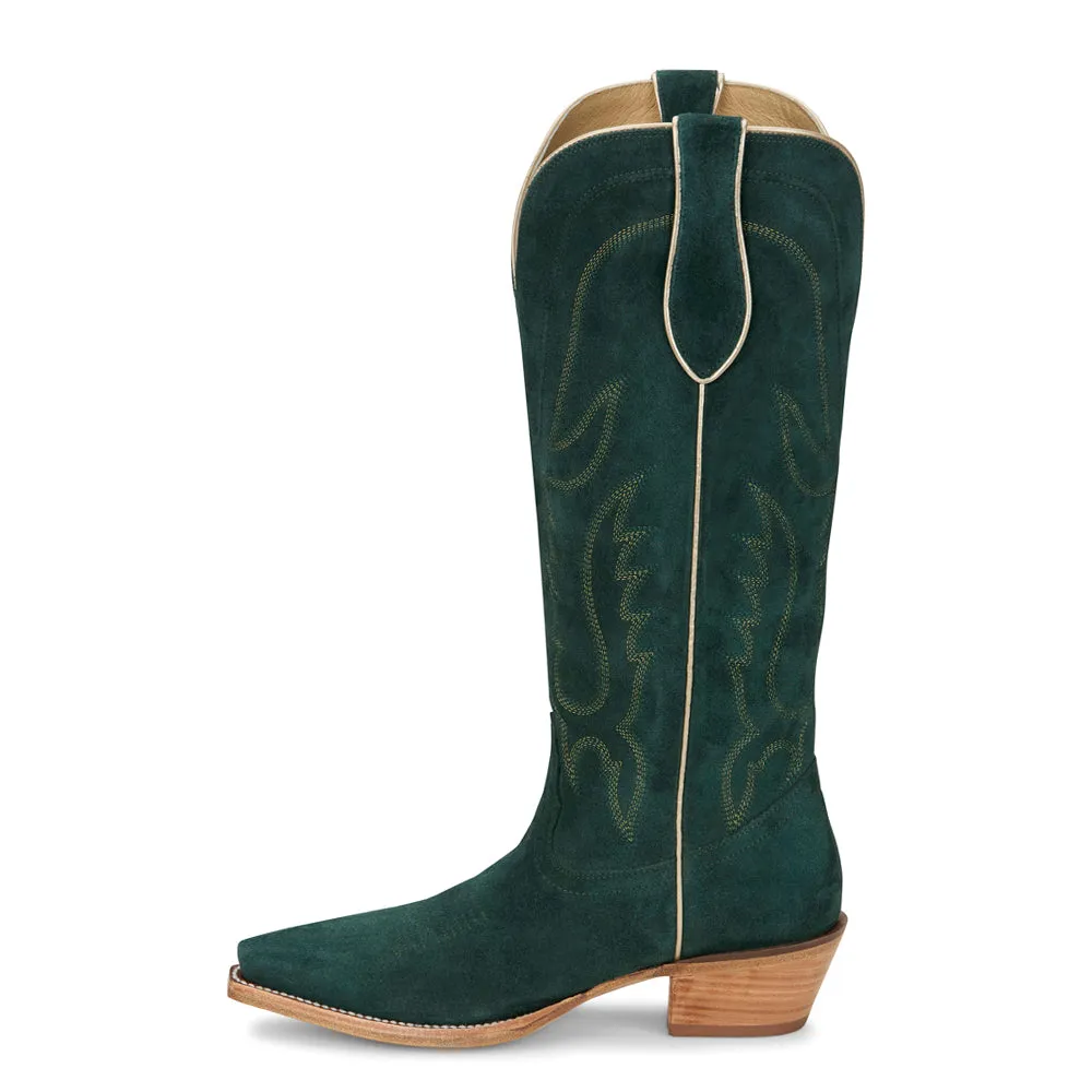 Liz Suede Embroidered Snip Toe Cowboy Boots