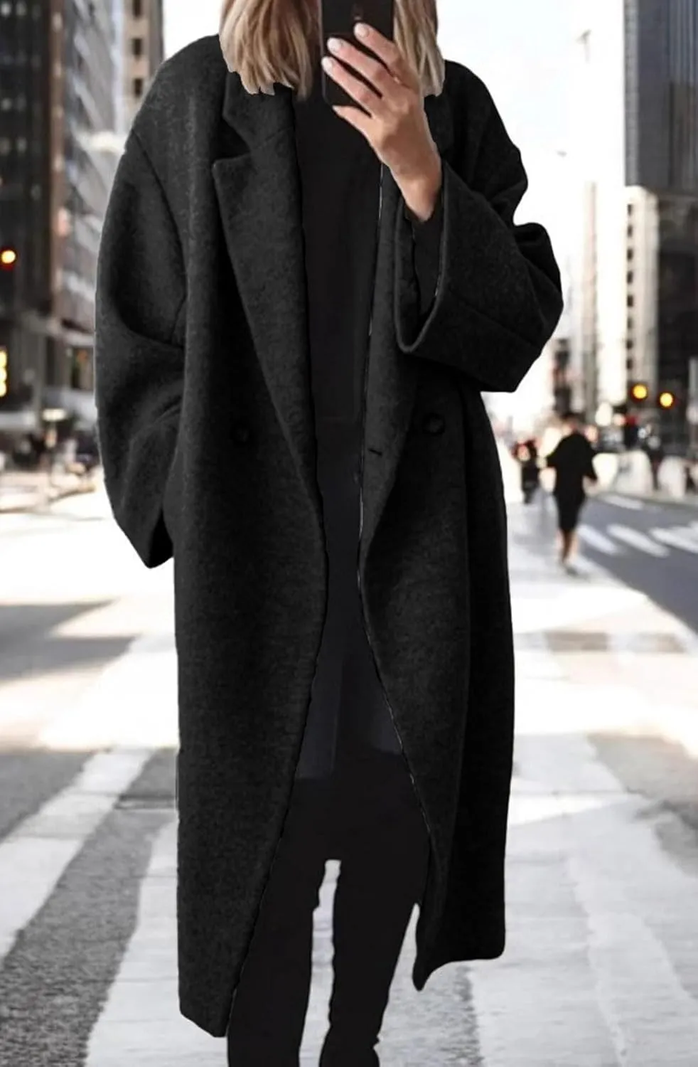 loveimgs Women Winter Long Wool Pea Coat Trench Coat Woolen Jacket Button Down Peacoat Overcoat