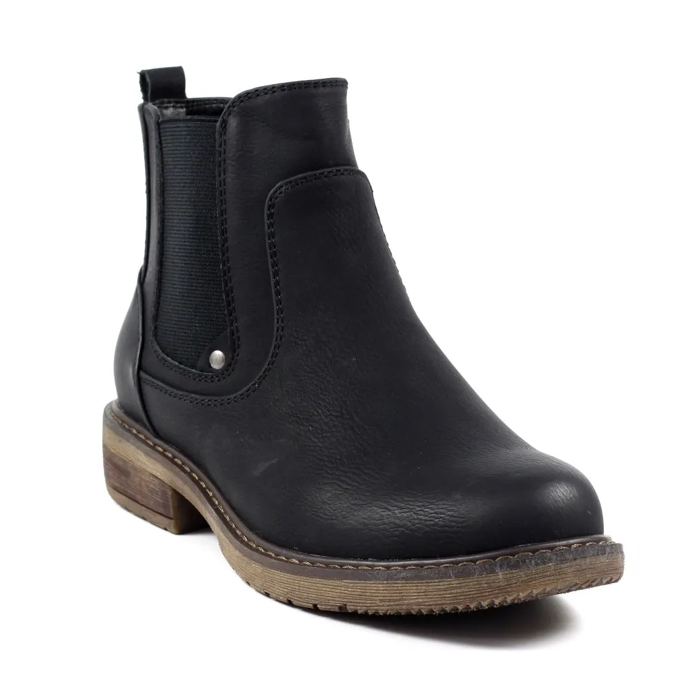 Lunar GLB108 Roxie II Ladies Black Elasticated Ankle Boots