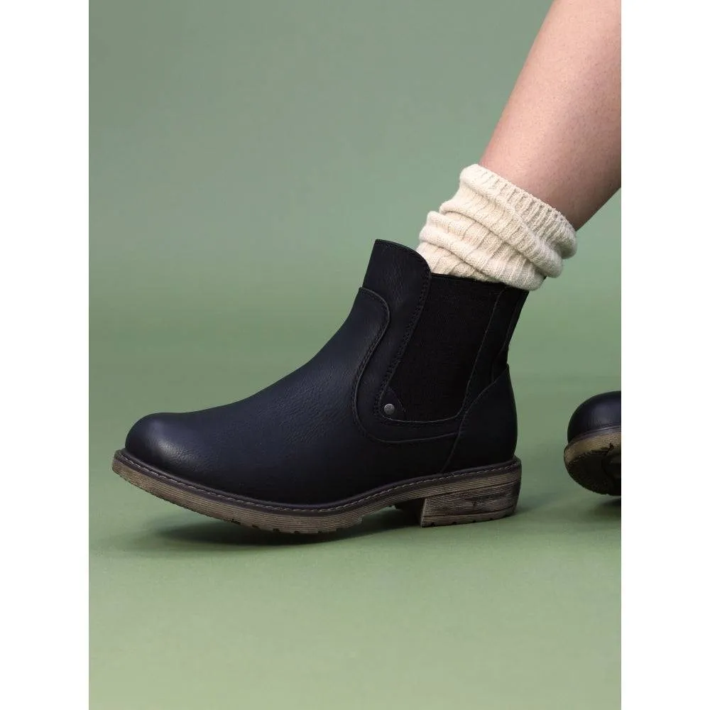 Lunar GLB108 Roxie II Ladies Black Elasticated Ankle Boots