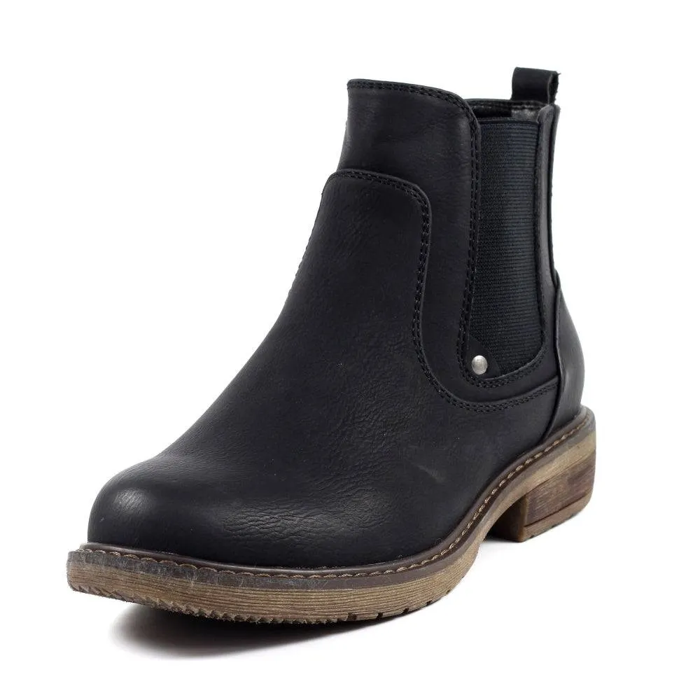 Lunar GLB108 Roxie II Ladies Black Elasticated Ankle Boots