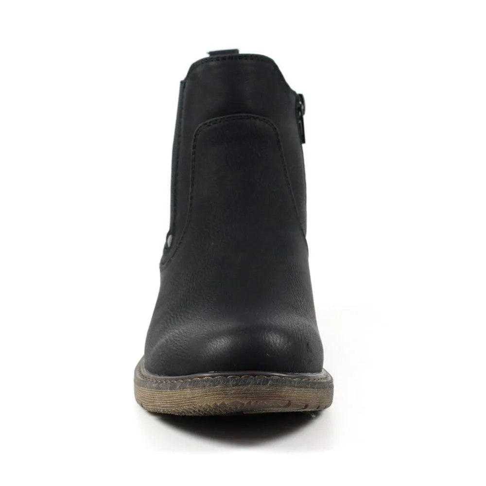 Lunar GLB108 Roxie II Ladies Black Elasticated Ankle Boots