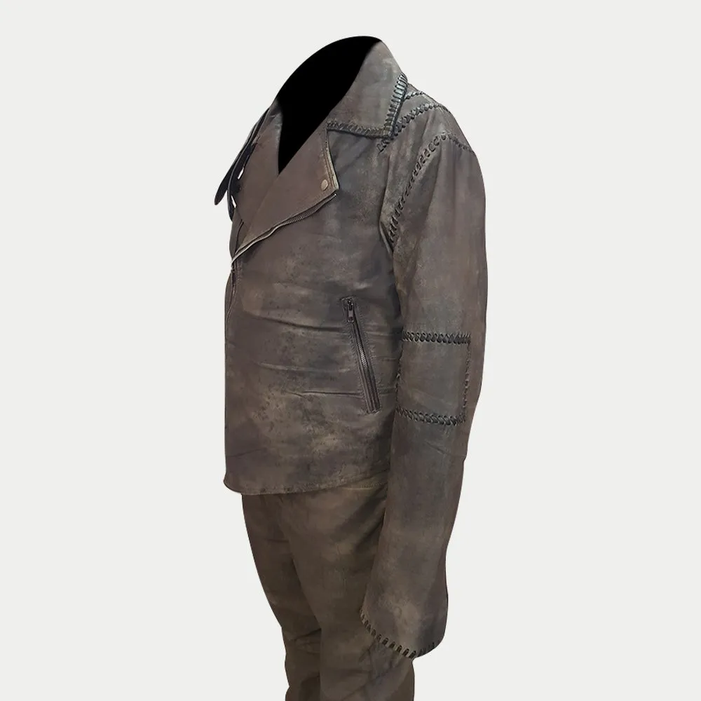 Mad Max 4 Fury Road Tom Hardy Distressed Leather Biker Jacket