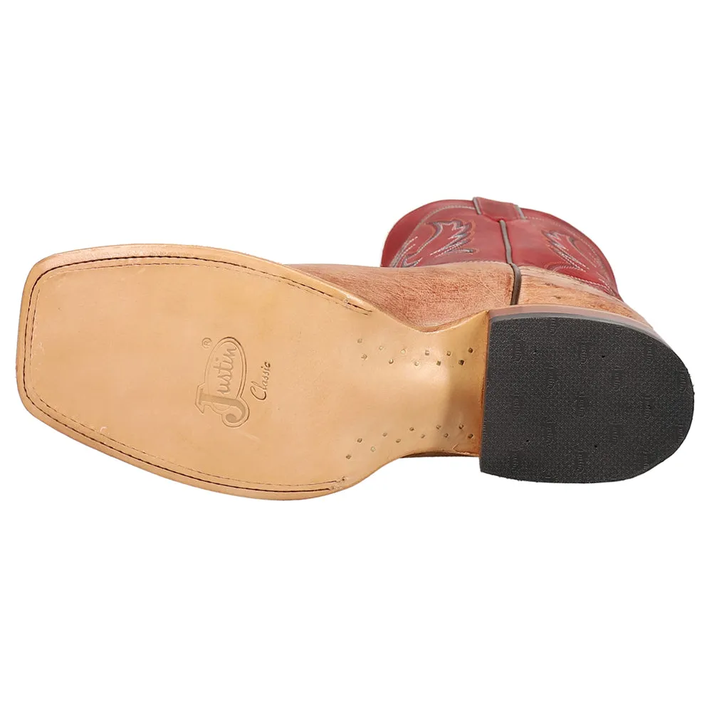 McLane Vintage Smooth Ostrich Embroidered Square Toe Cowboy Boots