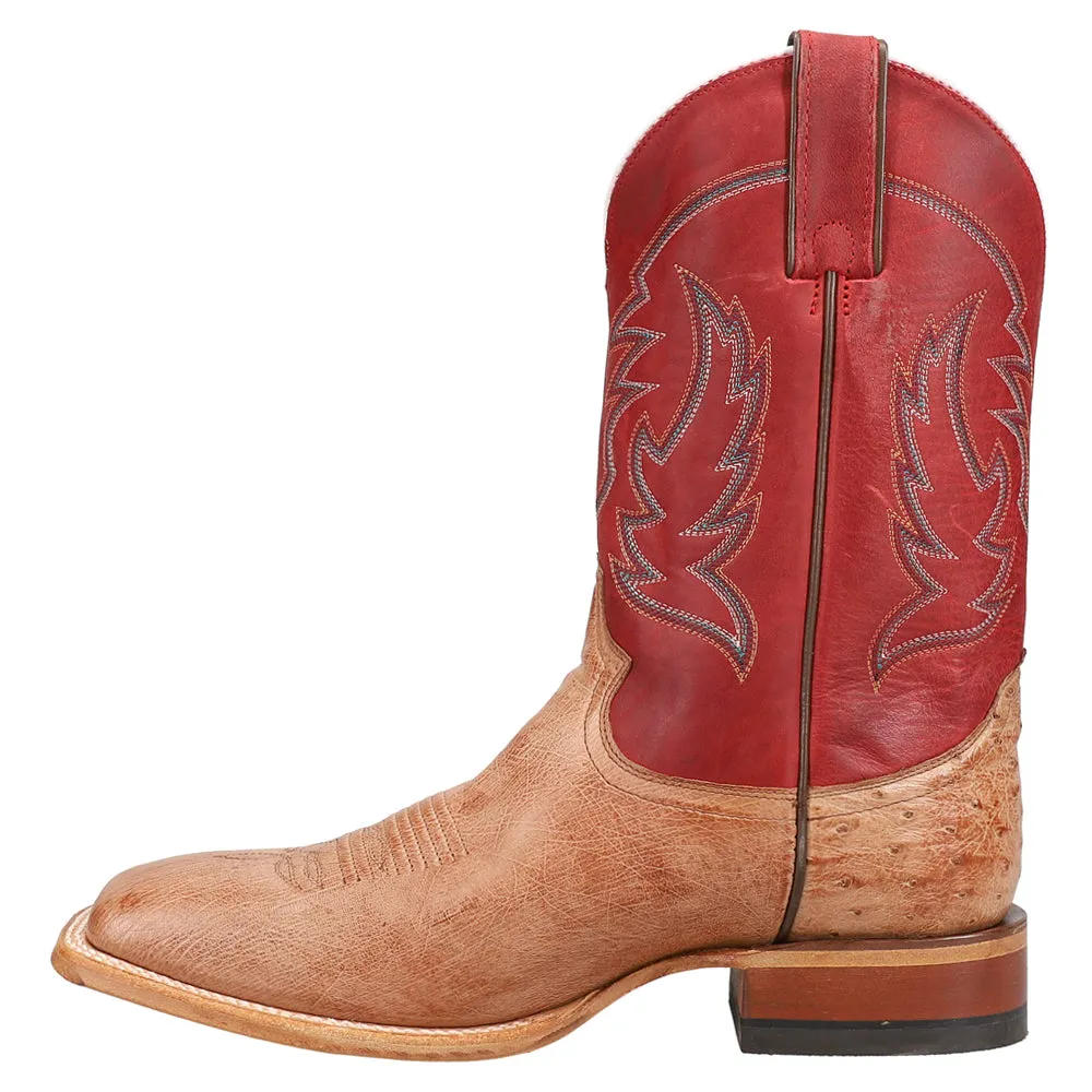 McLane Vintage Smooth Ostrich Embroidered Square Toe Cowboy Boots
