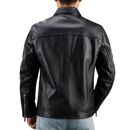 Mens Atlas Front Pocket Genuine Lambskin Leather Jacket
