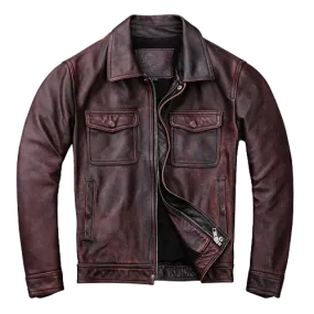 Mens Atlas Front Pocket Genuine Lambskin Leather Jacket