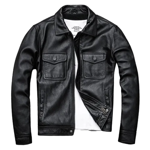 Mens Atlas Front Pocket Genuine Lambskin Leather Jacket