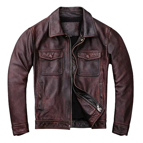Mens Atlas Front Pocket Genuine Lambskin Leather Jacket