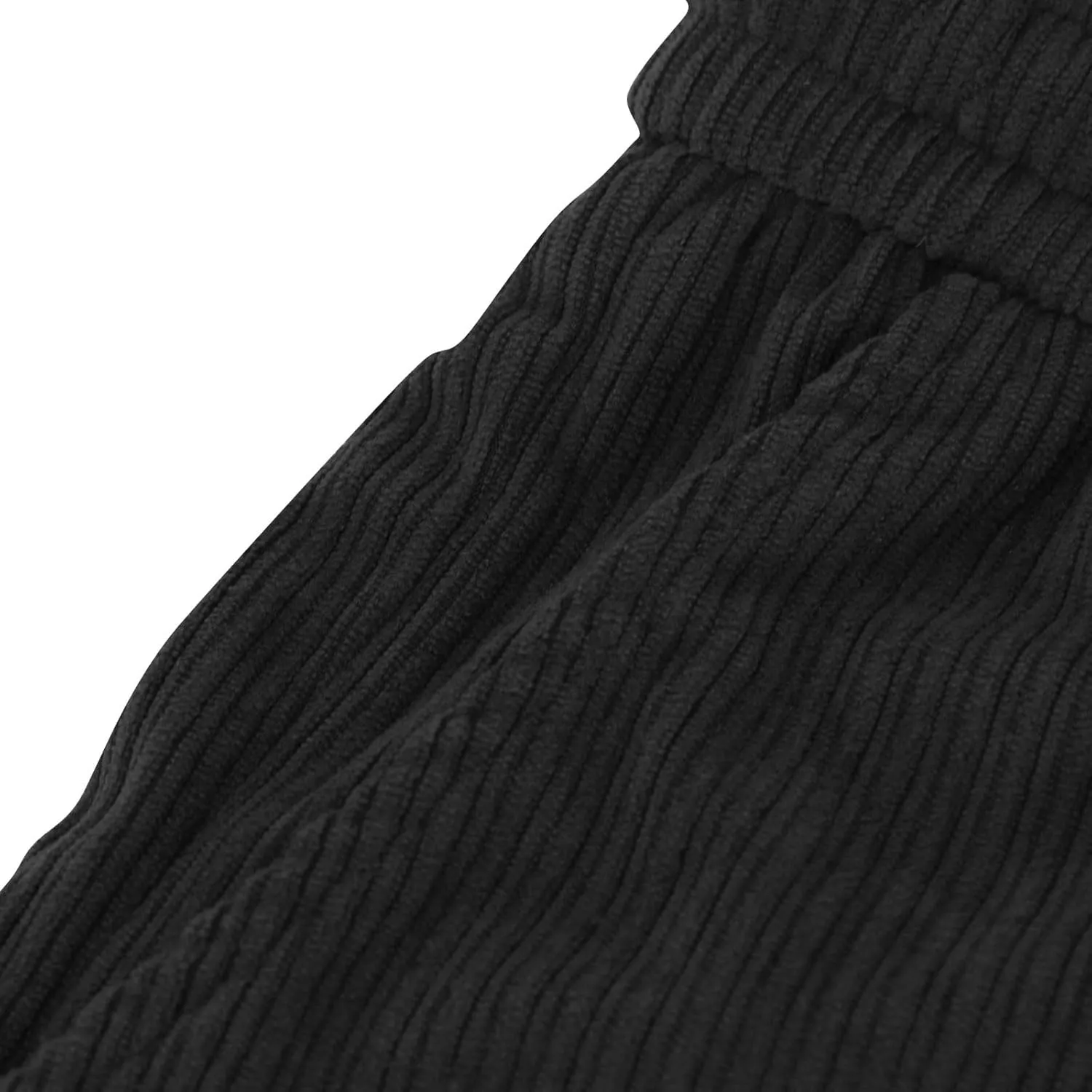Men's Casual Baggy Corduroy Pants Stylish Comfortable Elastic High Waist Drawstring Wide Leg Trousers with Pockets