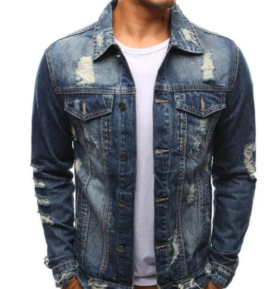 Mens Distressed Denim Jacket