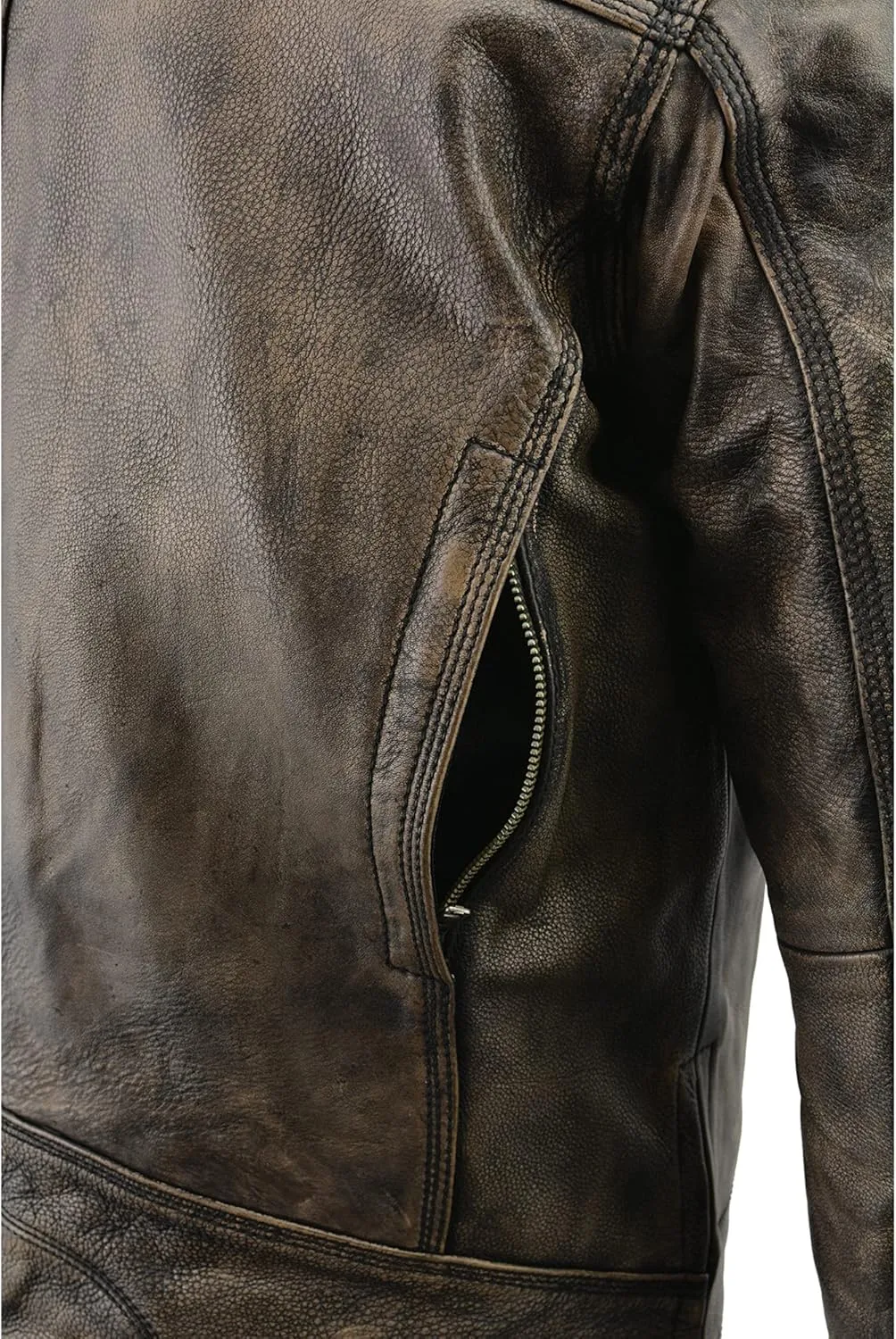 Milwaukee Leather Men's Distressed Brown Motorcycle Jacket w/Venting