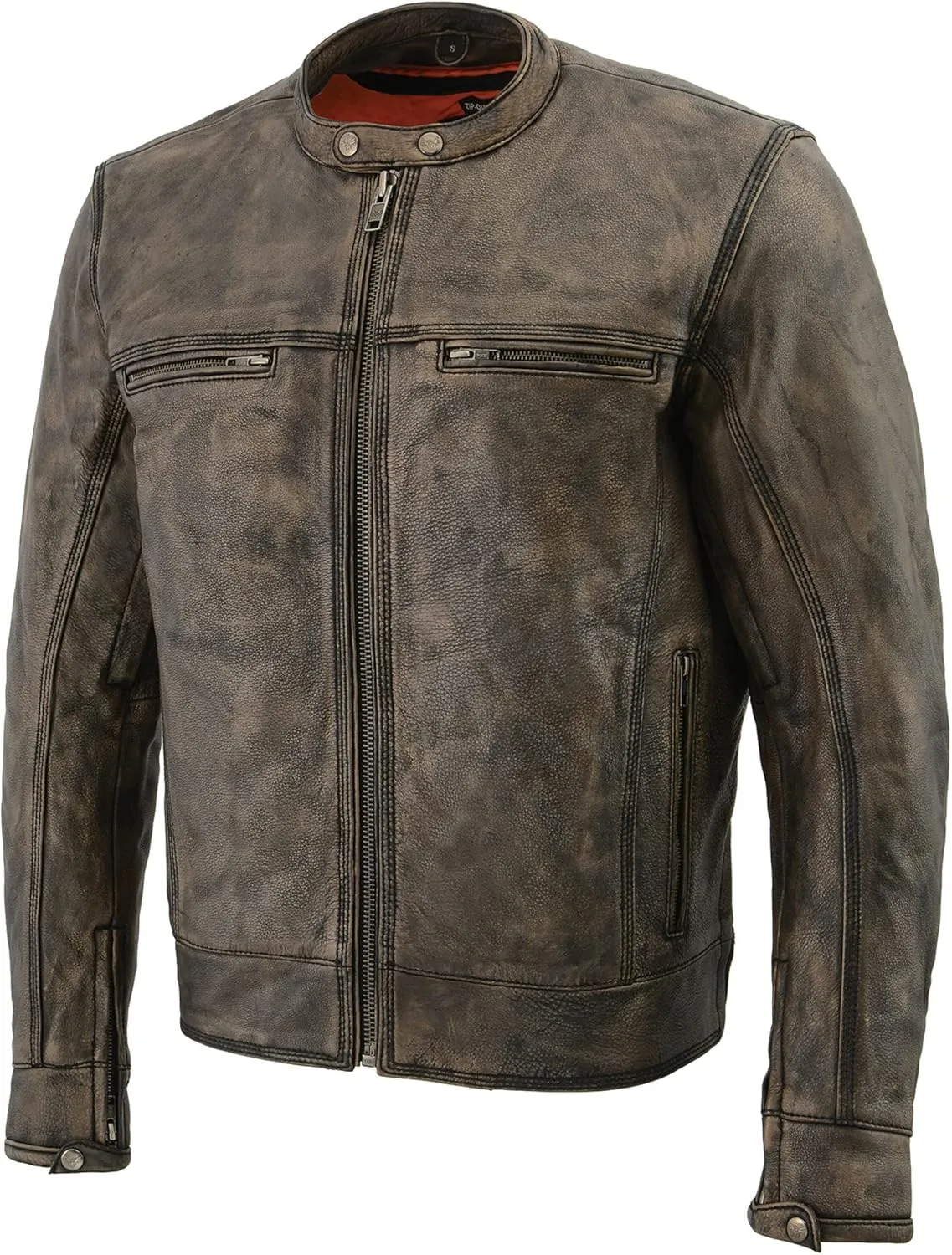 Milwaukee Leather Men's Distressed Brown Motorcycle Jacket w/Venting