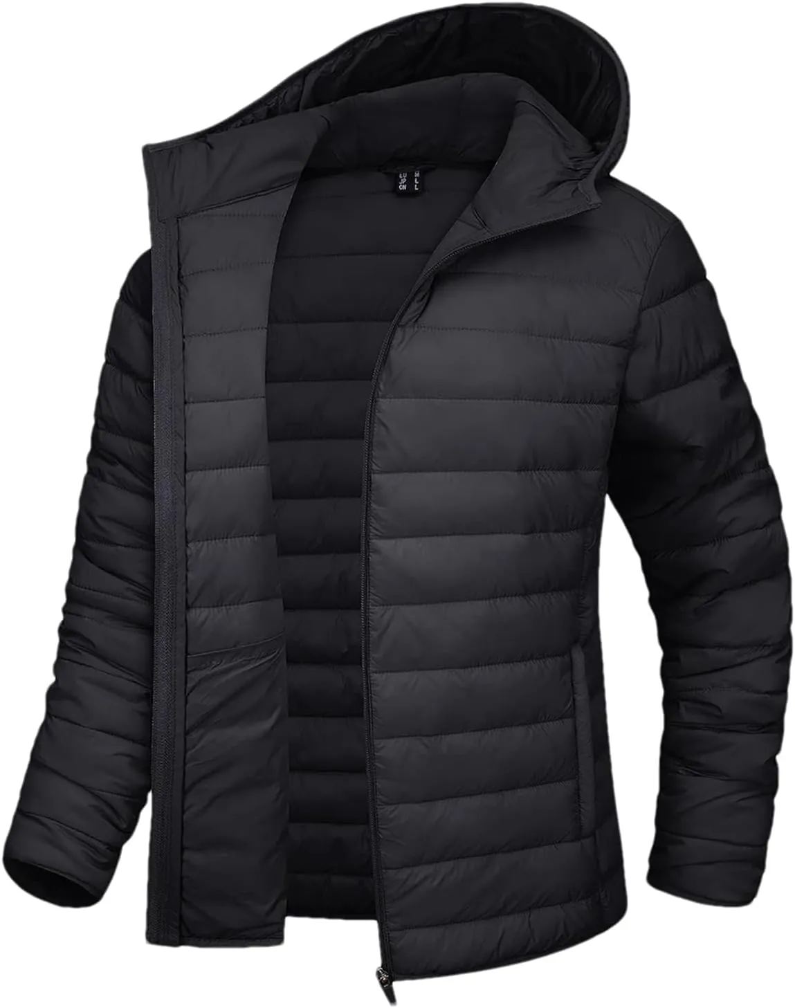 Mnjyihy Women‘S Lightweight Hooded Puffer Jacket Solid Full Zip Quilted Down Coat Winter Windbreaker Outerwear