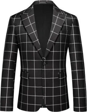 MOGU Men's Slim Fit Plaid Suit Set – Sport Coat Blazer, Vest & Pants (Each Sold Separately) for Wedding, Prom & Party