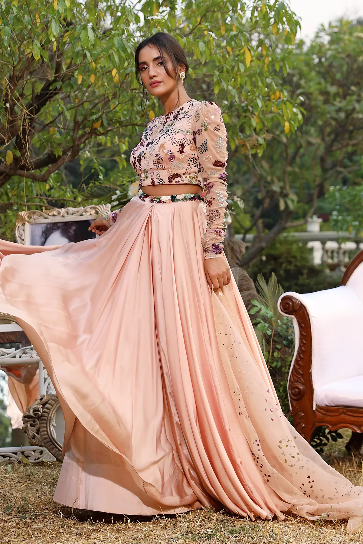 Nude lehenga set