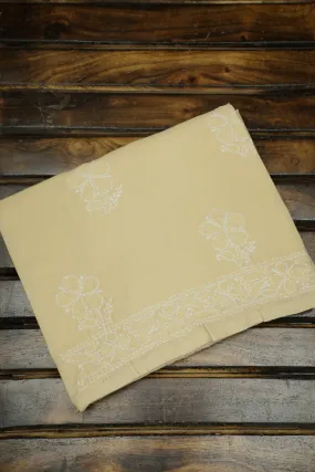 Off-White Floral on Beige chikankari Blouse Fabric