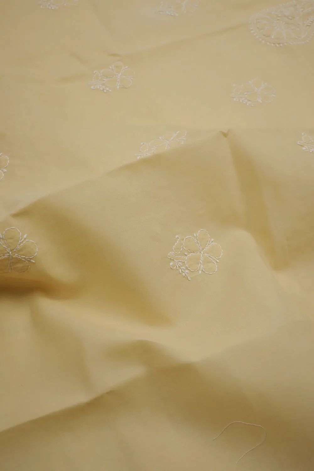 Off-White Floral on Beige chikankari Blouse Fabric