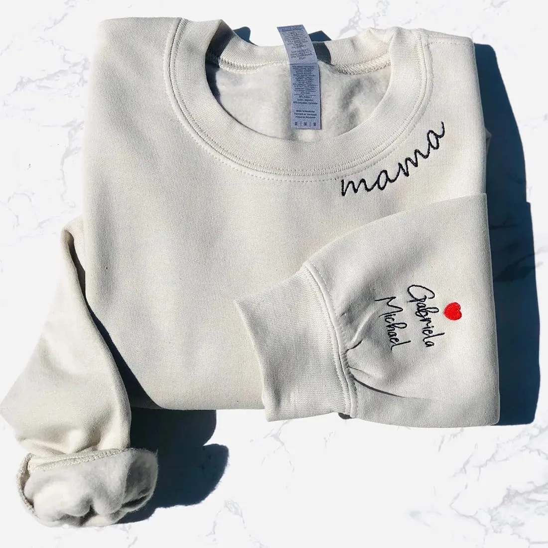 Personalized Embroidered Mama Sweatshirt with Kid Names On Sleeve, Mom Sweatshirt for Women, Gifts for Mom Grandma